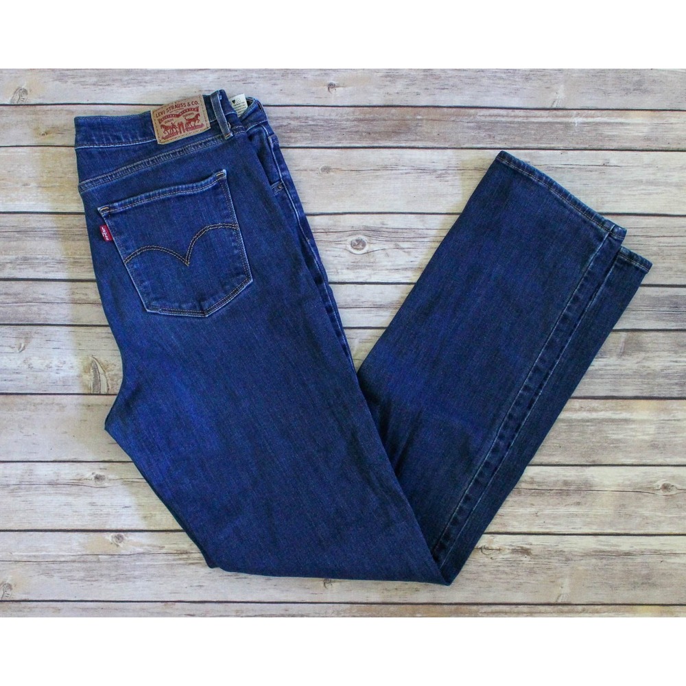 Levi's Jeans Womens 32 x 30 Blue Dark Wash Stretch Denim 724 High Rise Straight